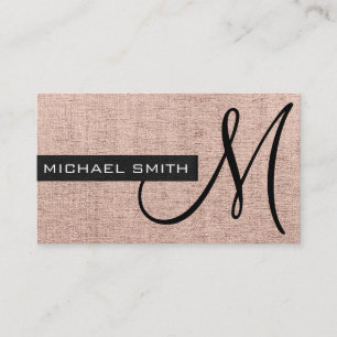 Monogram Khaki Elegante Leinwand Visitenkarte