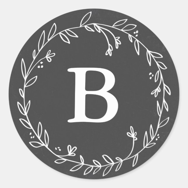 Monogram-Khalkboard-Keilkleber Runder Aufkleber (Vorderseite)
