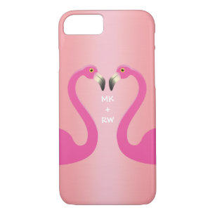 Monogram Kissing Flamingos iPhone 7 Rose Gold iPhone 8/7 Hülle