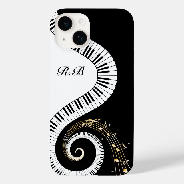 Monogram-Klaviertasten und Musiknotizen Galaxie 3 Case-Mate iPhone Hülle (Rückseite)