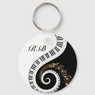 Monogram-Klaviertasten und Musiknotizen Schlüsselanhänger