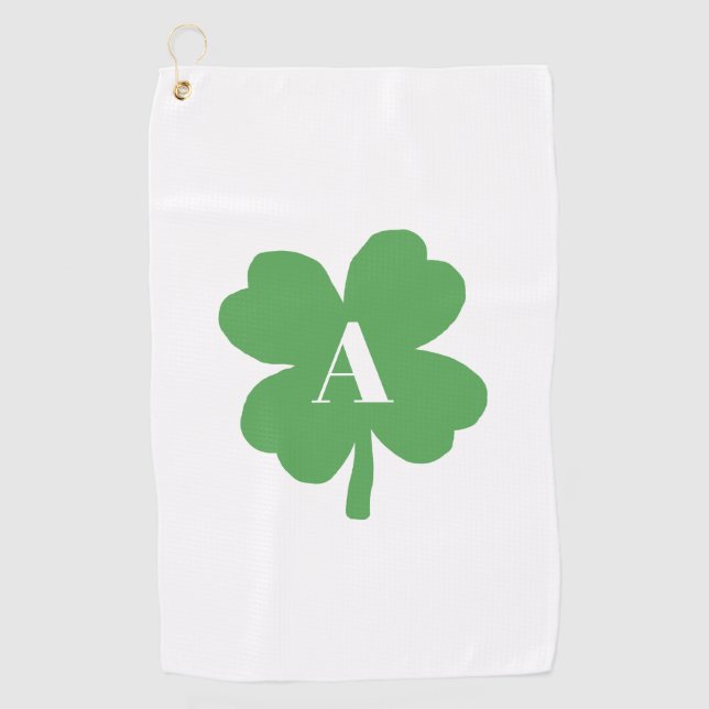 Monogram Kleeblatt Irish Pattern Golfhandtuch (Vorderseite)