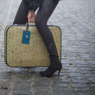 Monogram-Kobalt-Aquarell-Blume Gepäckanhänger