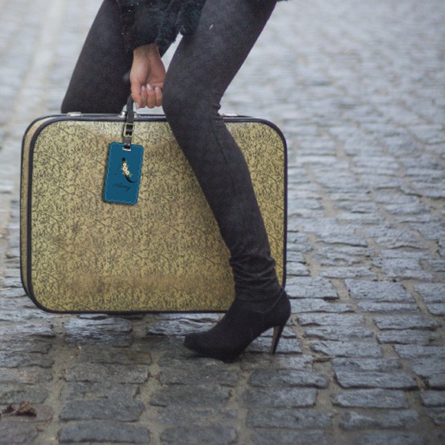 Monogram-Kobalt-Aquarell-Blume Gepäckanhänger (Von Creator hochgeladen)