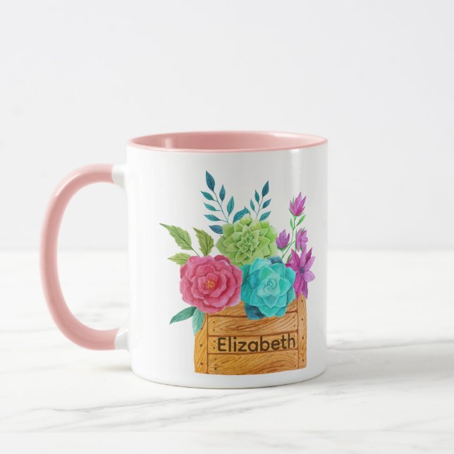 Monogram-Körbe für Blume Wasserfarbe Tasse (Links)
