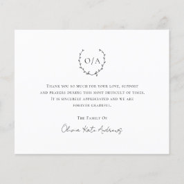 Monogram-Kranken-Budget-Beerdigung Dankeschön-Kart