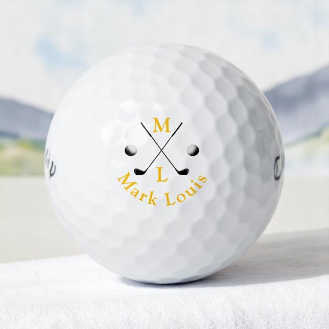 Monogram . Kreuz Vereine gelbes Logo Golfball (Von Creator hochgeladen)