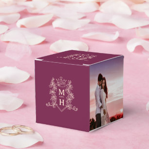 Monogram Kronenburgunder-Foto Hochzeit Geschenkschachtel