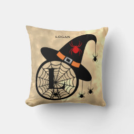 Monogram L Halloween Sky Hexenspinnen Name Kissen