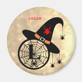 Monogram L Halloween Sky Hexenspinnen Name Magnet