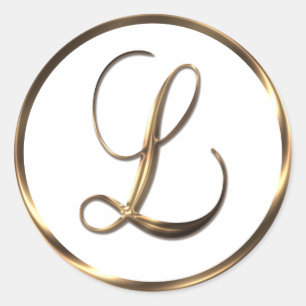 Monogram L Imitate Bronze Runder Aufkleber