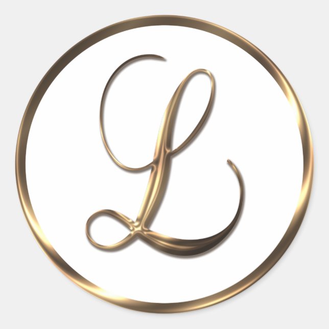 Monogram L Imitats Bronze Runder Aufkleber (Vorderseite)