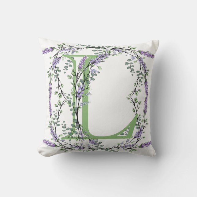 Monogram L Lavender Eucalyptus Kissen (Vorderseite)