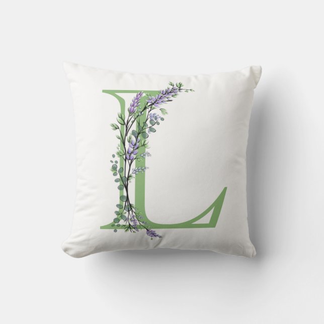 Monogram L Lavender Eucalyptus Kissen (Vorderseite)