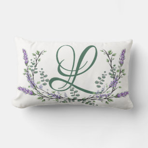 Monogram L Lavender Eucalyptus Lendenkissen