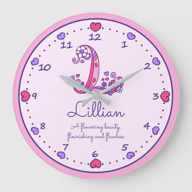 Monogram L Lillian herzen Name bedeutet Uhr (Vorderseite)