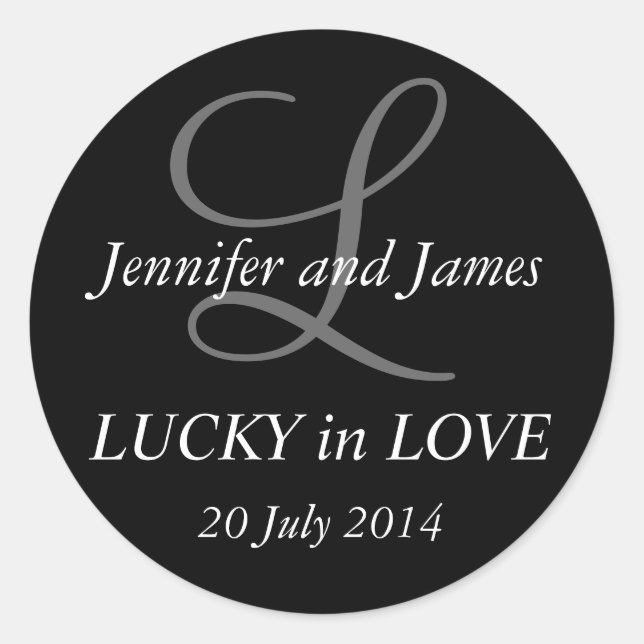 Monogram L Stickers for Weddings Black (Vorderseite)