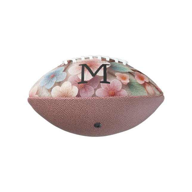 Monogram lace floral pink pastel cherry blossom  football (Gedreht 270)