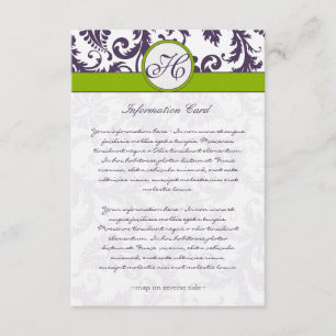 Monogram Laptop Lila Damask Information Card Begleitkarte