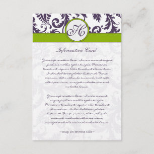 Monogram Laptop Lila Damask Information Card Begleitkarte