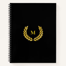 Monogram & Laurel auf Black Notebook