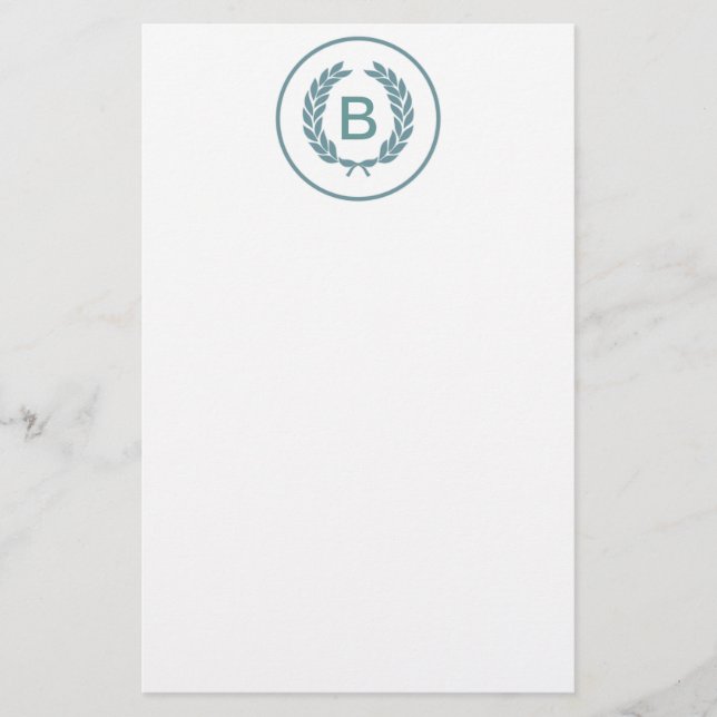 Monogram Laurel Leaf Wreath Briefpapier (Vorderseite)