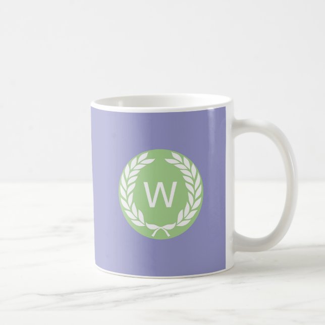 Monogram Laurel Leaf Wreath Tasse (Rechts)