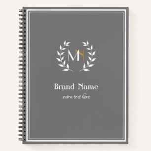Monogram Laurel Wreath Gray Notizbuch