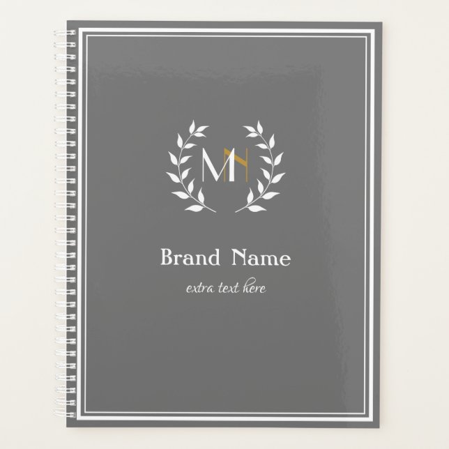 Monogram Laurel Wreath Gray Planer (Vorderseite)
