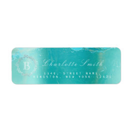 Monogram Laurel Wreath Ocean Blue Rücksendeadresse
