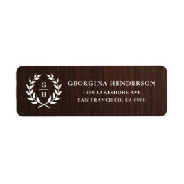 Monogram Laurel Wreath Rustic Wood Pattern