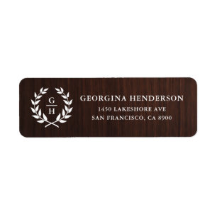 Monogram Laurel Wreath Rustic Wood Pattern