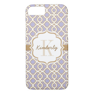 Monogram Lavendel und Gold Quatrefolie Case-Mate iPhone Hülle