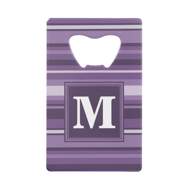 Monogram Lavendelstreifen Geldkarten Flaschenöffner (Vorderseite)