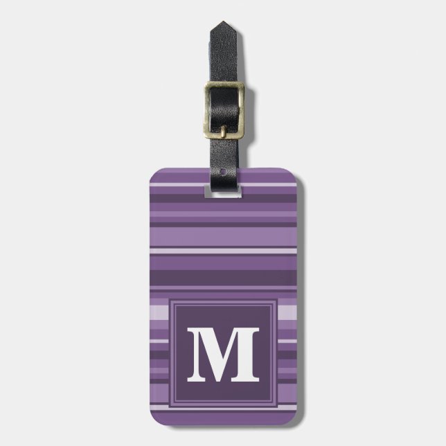 Monogram Lavendelstreifen Gepäckanhänger (Vorderseite vertikal)
