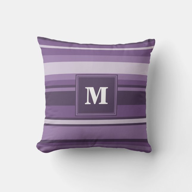 Monogram Lavendelstreifen Kissen (Vorderseite)