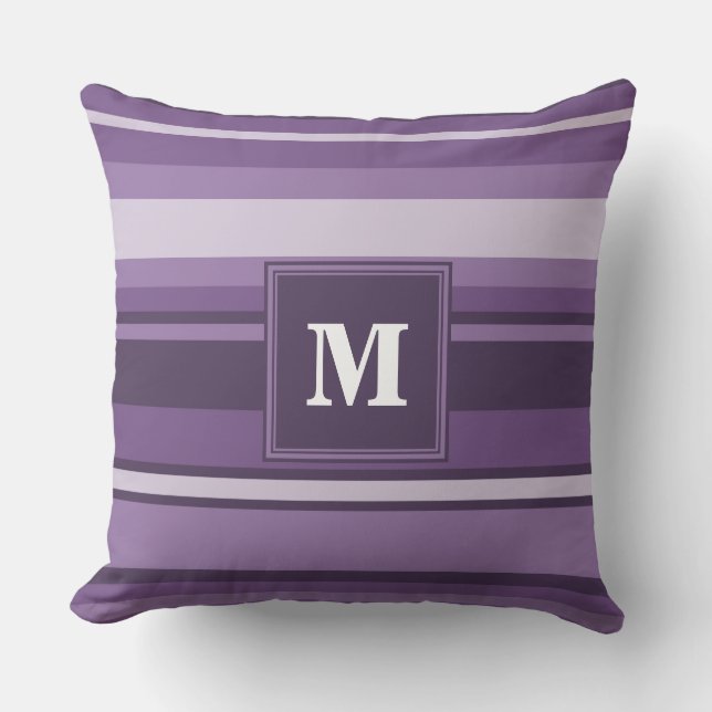 Monogram Lavendelstreifen Kissen (Vorderseite)