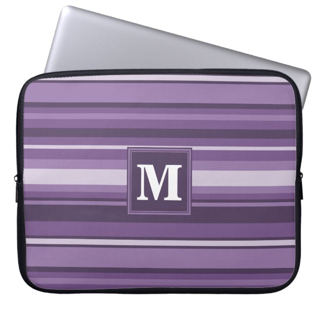 Monogram Lavendelstreifen Laptopschutzhülle (Vorderseite)
