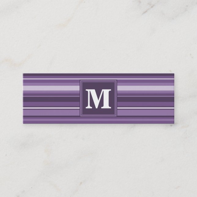 Monogram Lavendelstreifen Mini Visitenkarte (Vorderseite)