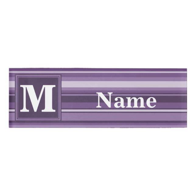 Monogram Lavendelstreifen Namenschild (Vorderseite)