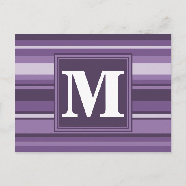 Monogram Lavendelstreifen Postkarte (Vorderseite)