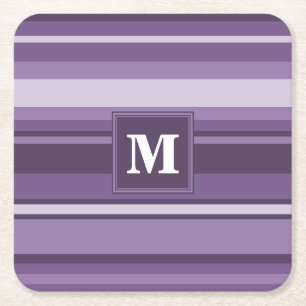 Monogram Lavendelstreifen Rechteckiger Pappuntersetzer