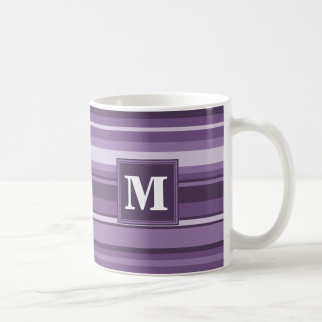 Monogram Lavendelstreifen Tasse (Rechts)