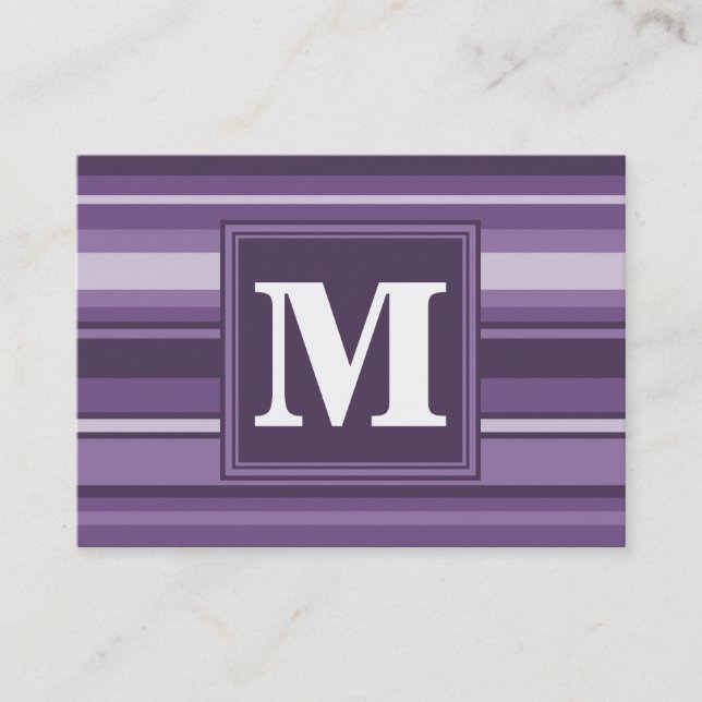 Monogram Lavendelstreifen Visitenkarte (Vorderseite)