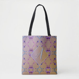Monogram Lavender Blush Rose Herz-Tasche