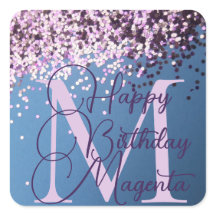 Monogram Lavender Confetti auf dem Blue Square Sti