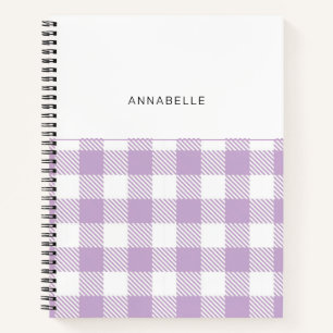 Monogram Lavender Gingham Girly Elegant Notebook Notizbuch