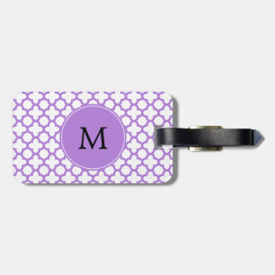 Monogram Lavender Quatrefolienmuster Gepäckanhänger