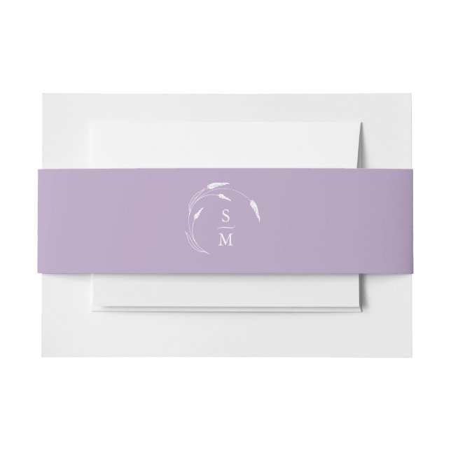 Monogram Lavender Wedding Einladungsbanderole (Vorderseite Beispiel)