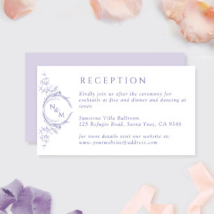 Monogram Lavender Wedding Reception Begleitkarte
